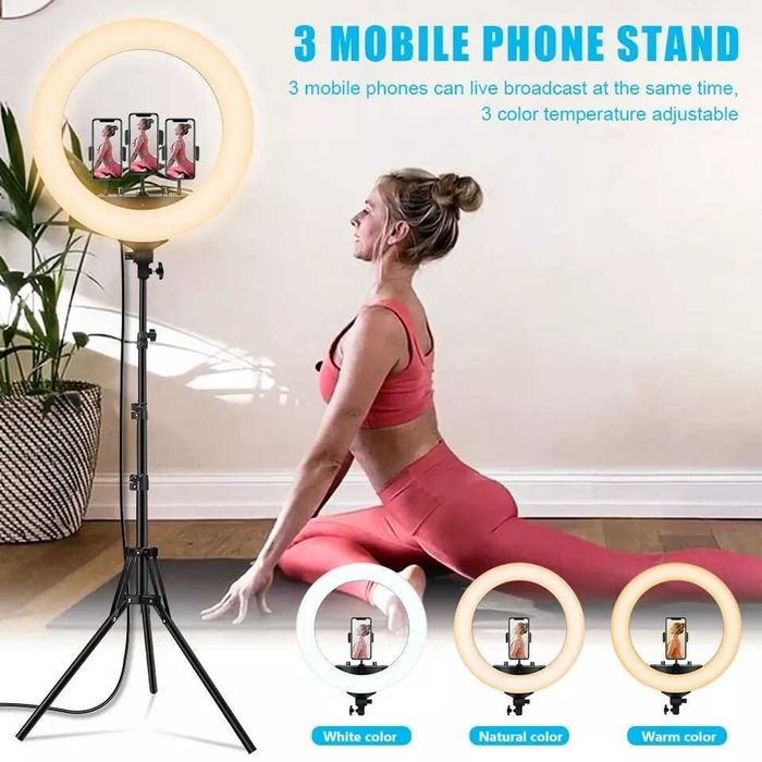 LED ринг лампа 18 инча с трипод, 210см, Диаметър 45см.