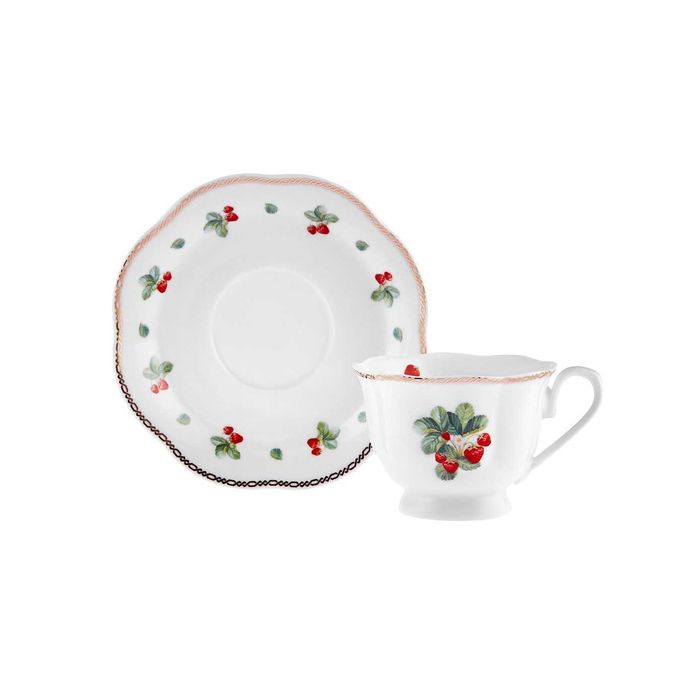 РЕТРО Комплект 6 чаши за кафе KARACA (Караджа), ПОРЦЕЛАНОВИ, 80 мл