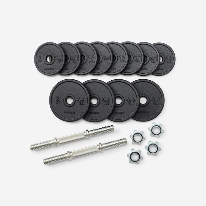 Set gantere și bare Bodybuilding 20 kg cu - produs resigilat Decathlon