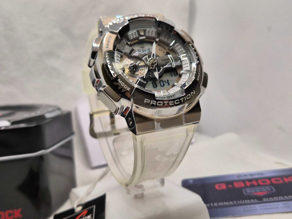 Ceas SPORT Casio g shock gm110 metal , silver jelly,NOU,Garantie 2 ani