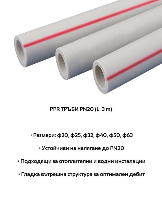 PPR тръби – PN20, COMPOSITE BAZALT, OXI-PLUS (ал. вложка) (по 3 метра)