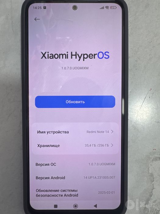 Redmi note 14 256 gb bir oy ishlatilgan