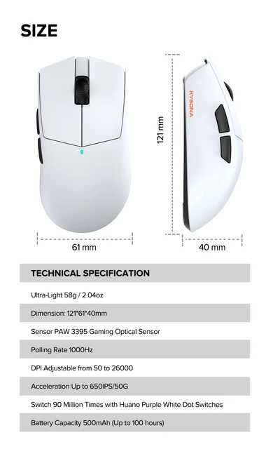 Топовая беспроводная игровая мышка Kysona m511 сенсор 3395белая\черная