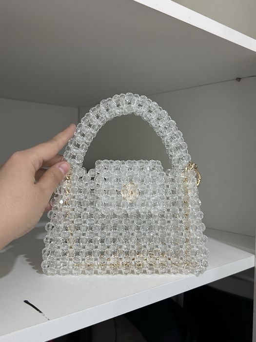 Сумка из бусин белая