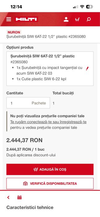 Filetante cu impact Hilti SIW 4 AT sau SIW 6-22 Nuron-Noi in cutie