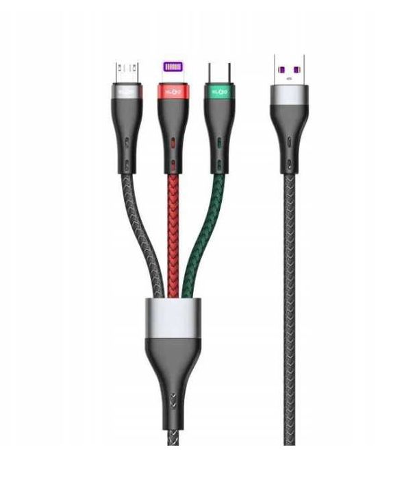 Кабел за зареждане KLGO 3в1 USB -> Type C, Lightning, Micro