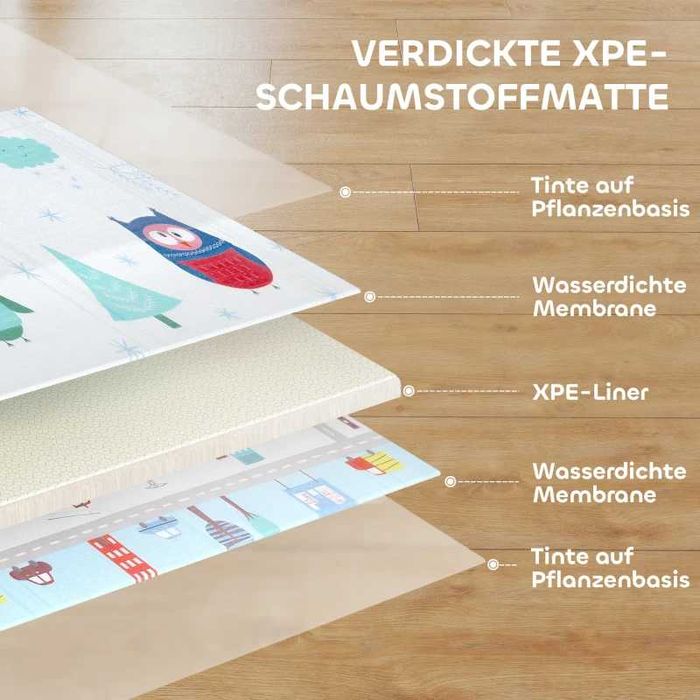 AIYAPLAY Бебешка постелка за игра, с животински мотиви, с дебелина 1,5