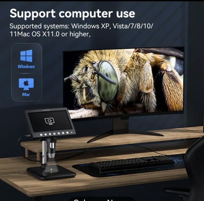 Microscop digital cu compatibilitate PC,ecran de 7 inchi, camera 5 mpx