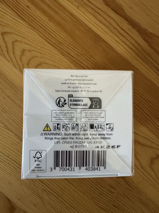 Оригинална свещ Diptyque ROSES, 70 g, c плик