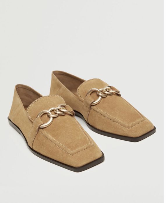 Mocasini Mango din piele întoarsă, cu cataramă, Nr. 36 - 37