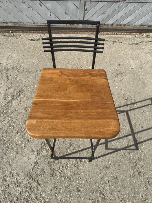 Индустриален бар стол масив дъб и метал | Loft / Scandinavian style