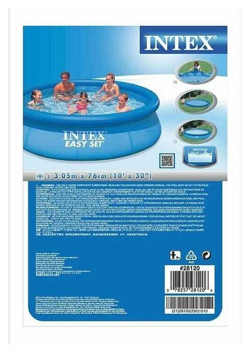 Надувной бассейн Easy Set 305x76см Intex 28120, круглый, голубой