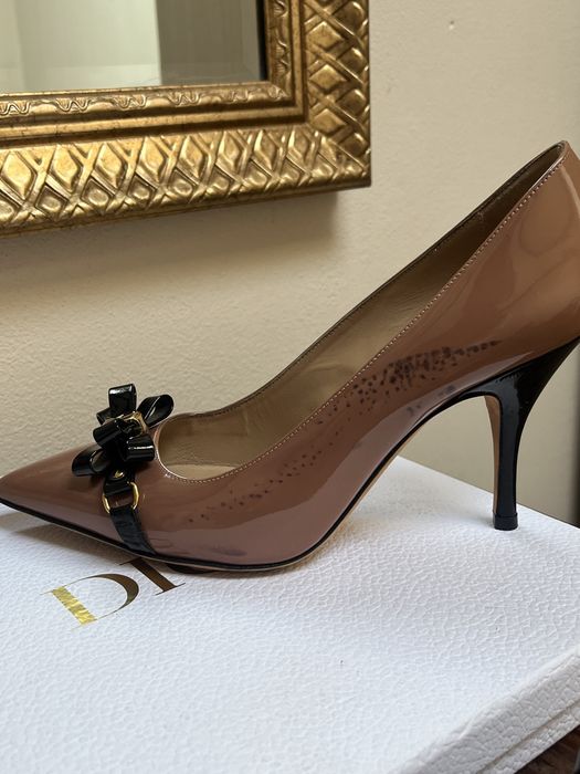 Emporio Armani, pantofi din 100% piele, bej & negru, fundă