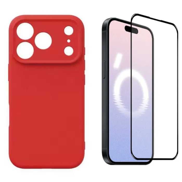 Husa Silicon ( diverse culori ) si Folie Sticla iPhone 17 Pro Max