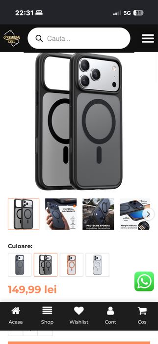 Huse noi iphone 17 pro  Torras Guardian si Benks Mist black rama metalica camere