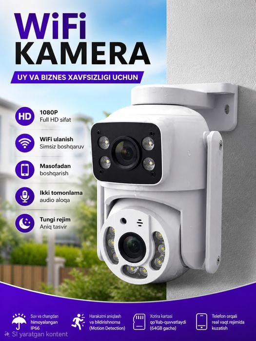 Smart WiFi Kamera 360 PTZ Camera Full HD наружная камера