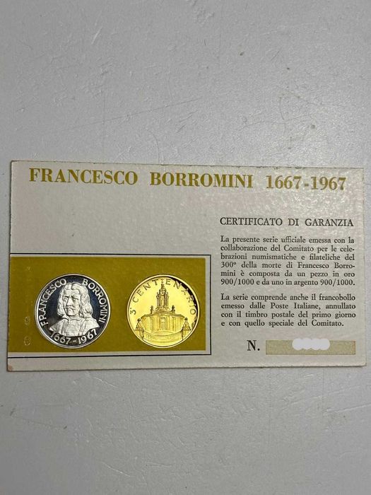 SET - MONEDA AUR 22K + MONEDA ARGINT 900 - 1967 - Italia - 18g. !