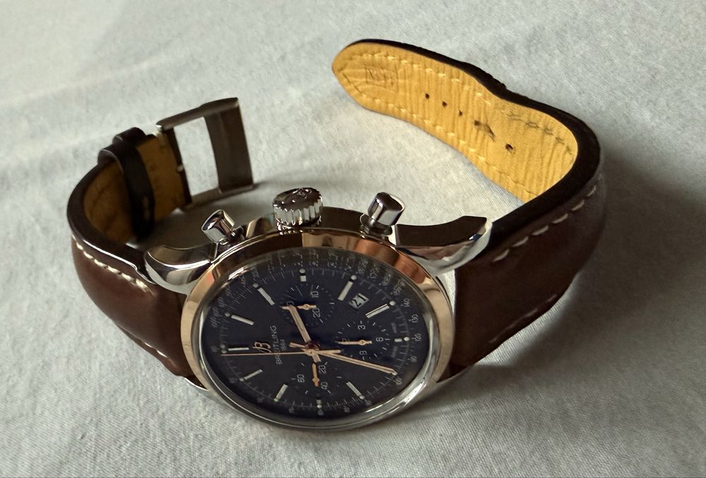 Breitling Transocean Chronograph 18k rose gold bezel