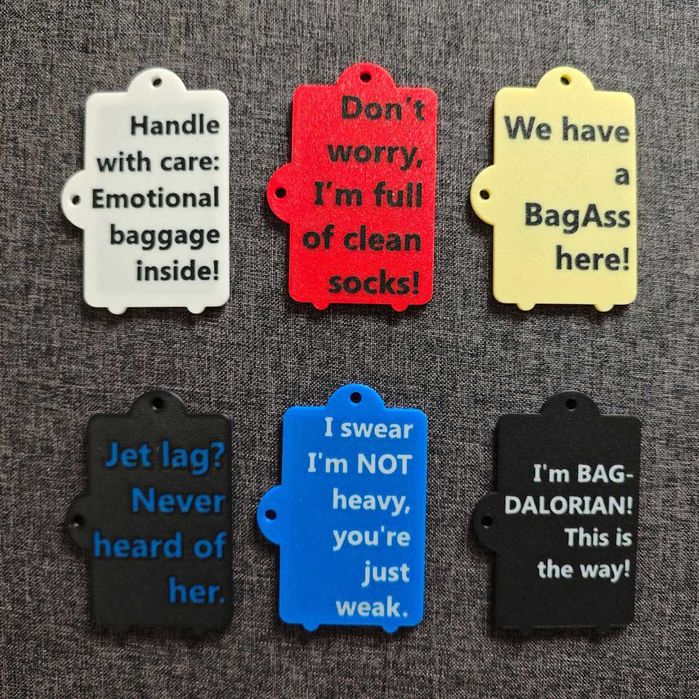 Забавни 3D принтирани етикети за багаж с хартиена вложка за контакти