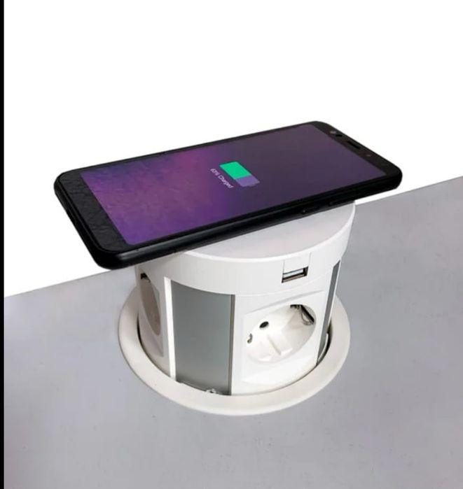 Выдвижной настольный блок с беспроводной зарядкой