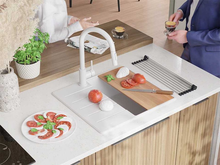 Кухненска Мивка от гранит модел Копенхаген 620 x 500 Бяла