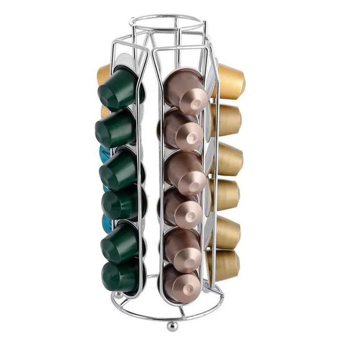 Suport metalic pentru capsule cafea Nespresso 30 bucati inox 10x25cm