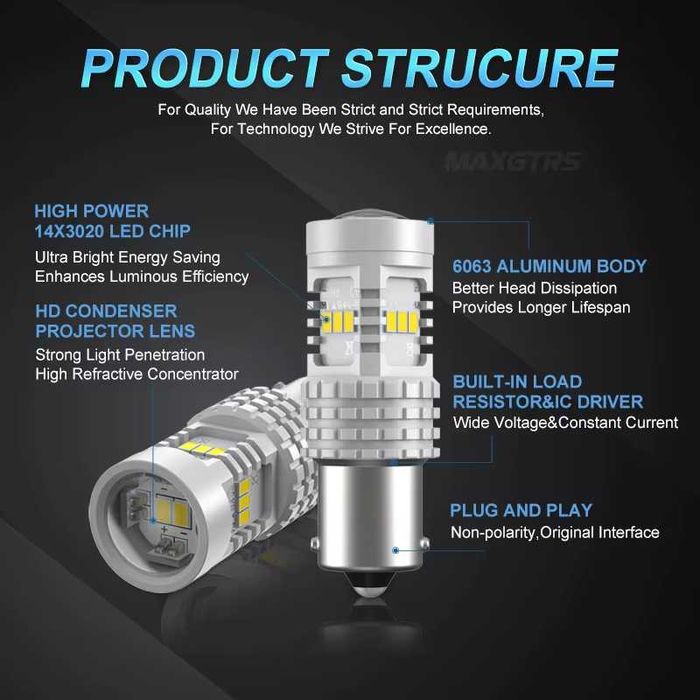 W21W T20 7440 LED 1400LM Canbus Лампи / Крушки MAXGTRS