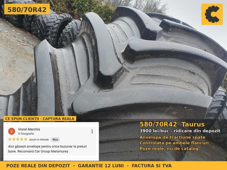 Anvelope Cauciucuri 580/70R42 580/70 R42 20.8R42 20.8-42 5807042 Taurus Tractor Punte Spate Tractiune SH Second Hand IEFTIN Garantie 1 An Factura TVA