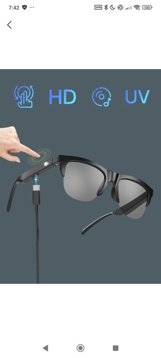 Солнцезащитные умные очки с Bluetooth гарнитурой и наушниками