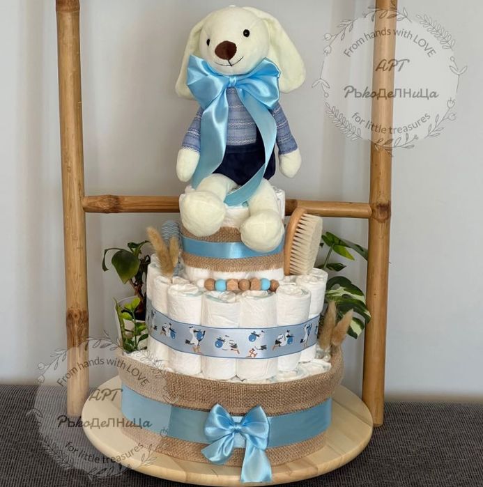 Торти от памперси на 3 етажа от “Aрт Ръкоделница”