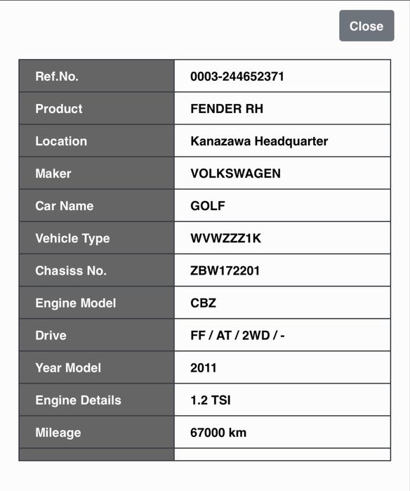 Крыло VW Golf 6 (Фольксваген Гольф 6)