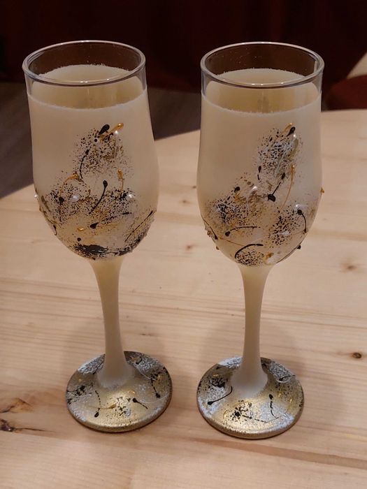 2 Pahare sampanie pictate manual - "40 ani"