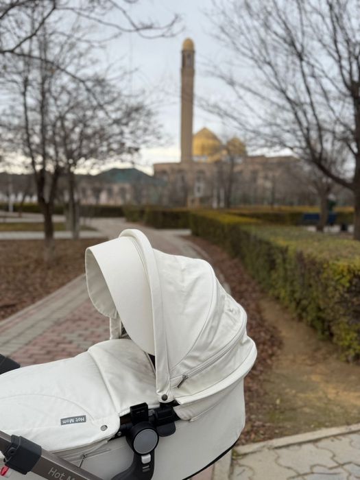 Коляска белая 2в1 Экокожа