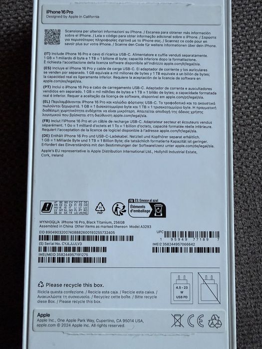 Iphone 16 Pro 256GB Black