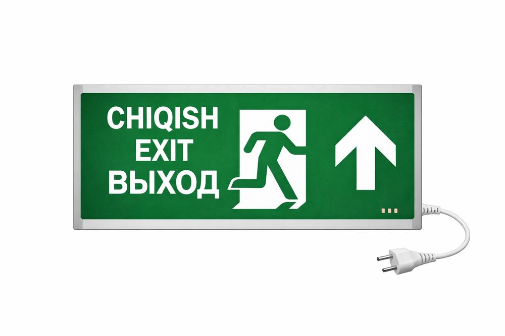 Световое табло «Выход / Exit / Chiqish» 220В