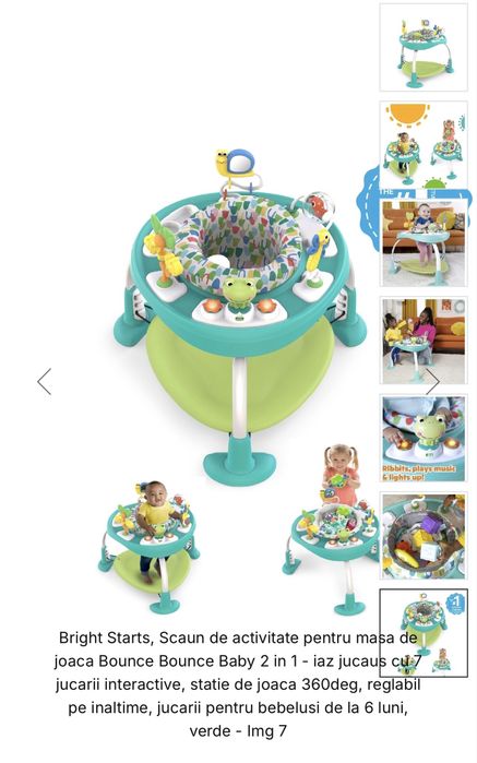 Scaun de activitate pentru masa de joaca Bounce Bounce Baby 2 in 1