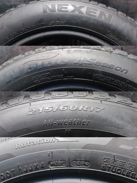 2бр. всесезонни гуми 215/60/17 Nexen Nblue 4 Season 
dot24
7mm
Много д