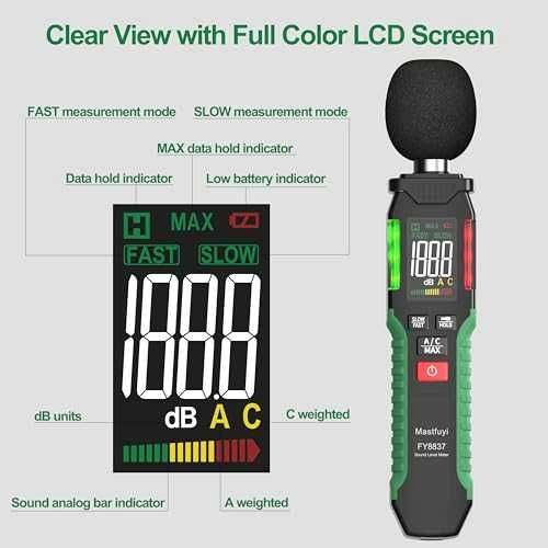 Дигитален шумомер 30–130dB A/C LCD