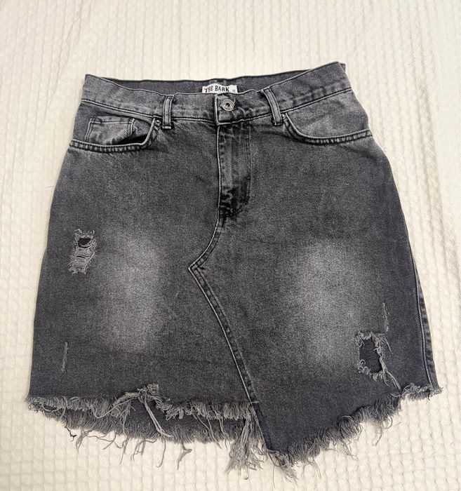 The Bark Fustă din denim gri mini destroyed mărimea 36 / S