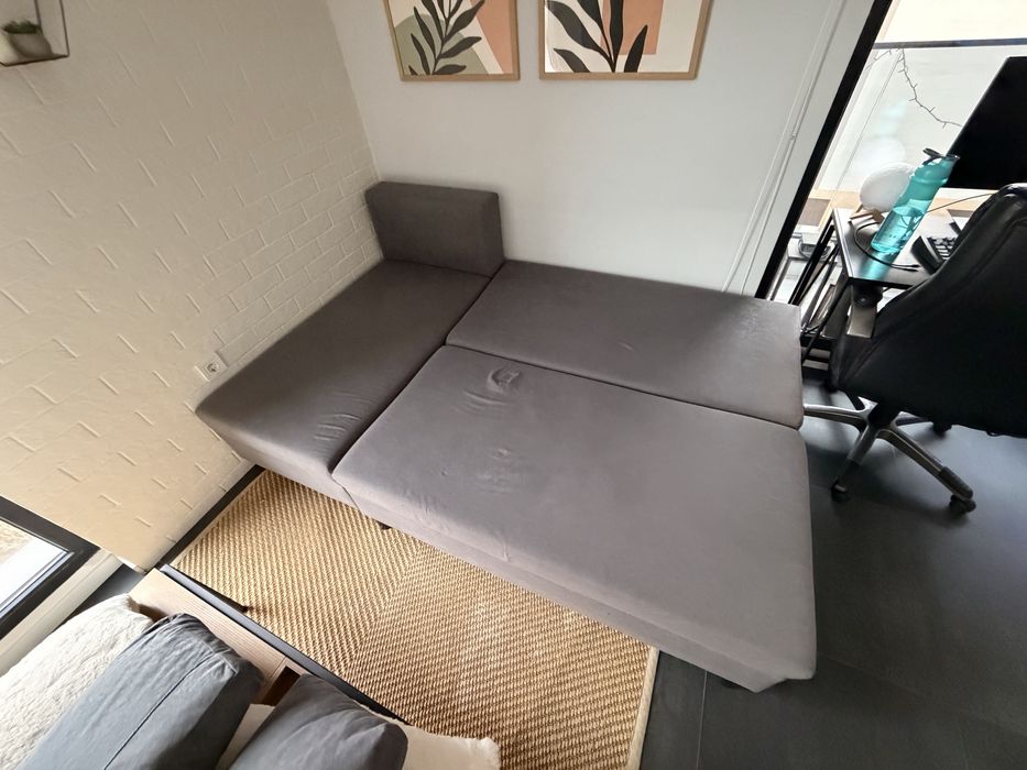 Разтегателен ъглов диван с функция сън – 200 × 135 см