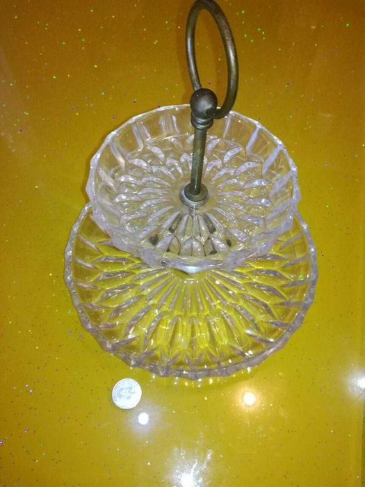 Хрустальная этажерка для фруктов и блюдо- минажница для нарезки