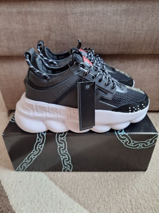 Papuci Versace Chain Reaction 43 Negrii Talpă Albă