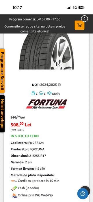 Anvelope 215 55 17 iarna fortuna