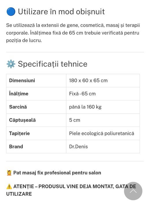Masa de masaj, cosmetica, gene, etc