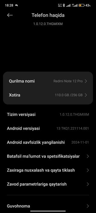 Redmi not 12.pro 256 gb