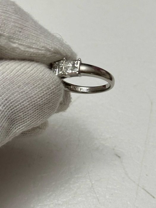 INEL PLATINA 950 + 12 Diamante = 0.75CT - Princess - Art Deco -Vintage