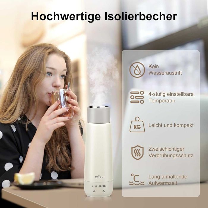 Електрическа кана Bear 300ml, неръждаема стомана 304, преносим