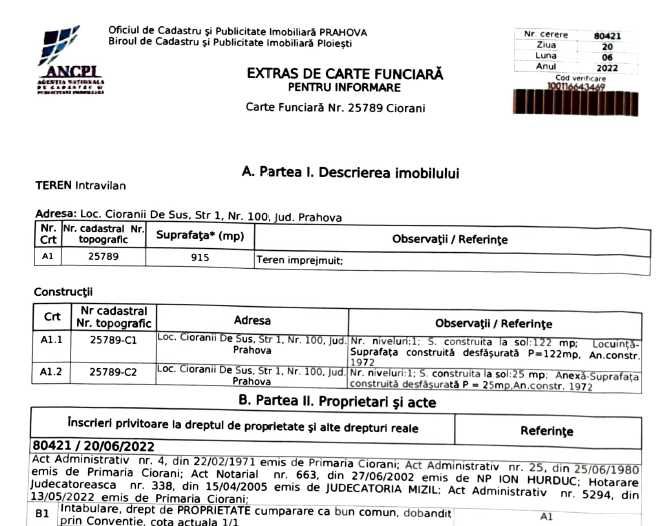 PROPRIETAR vând casa în Ciorani de Sus, jud Prahova, curte de 915 mp.