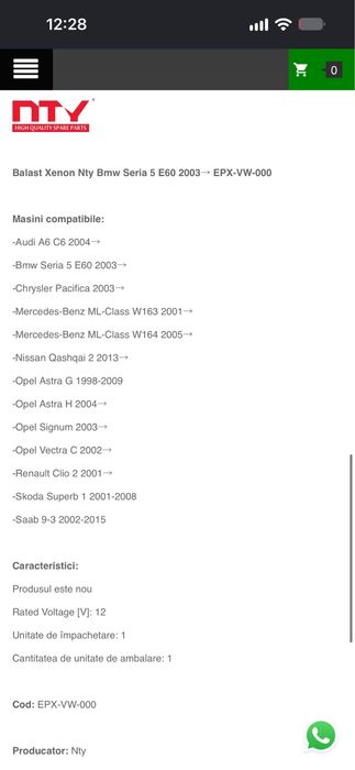 Vand drosere faruri xenon opel skoda bmw audi