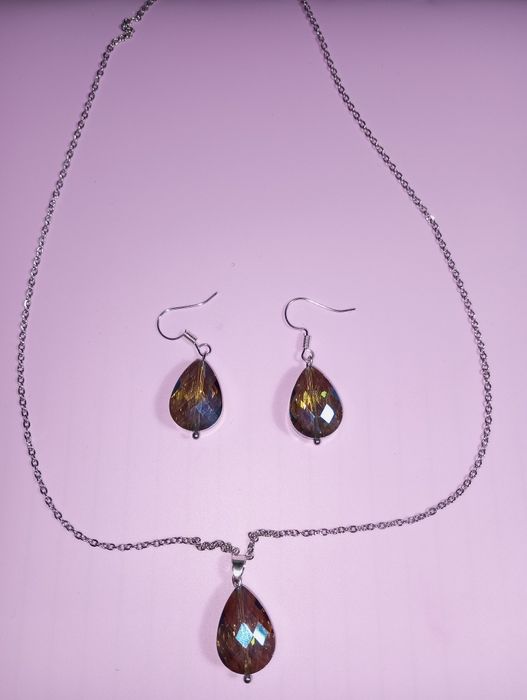 Set cercei și colier argint 925 și cristale